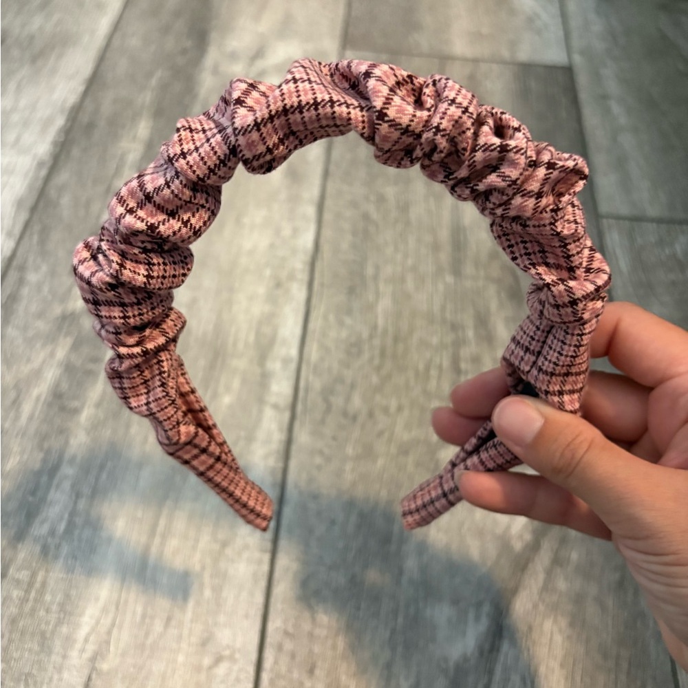 J.Crew Pink Plaid Headband